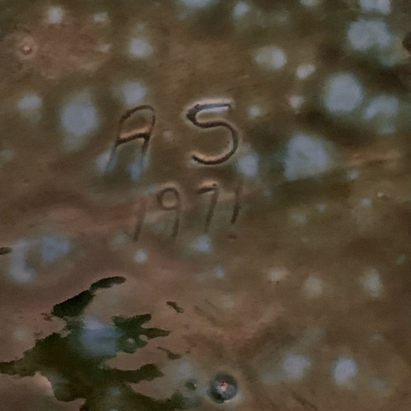 Vintage Green Forest with Turquoise Sugar Bowl w lid by A.S. 1971 - Rare - Picture 3 of 3